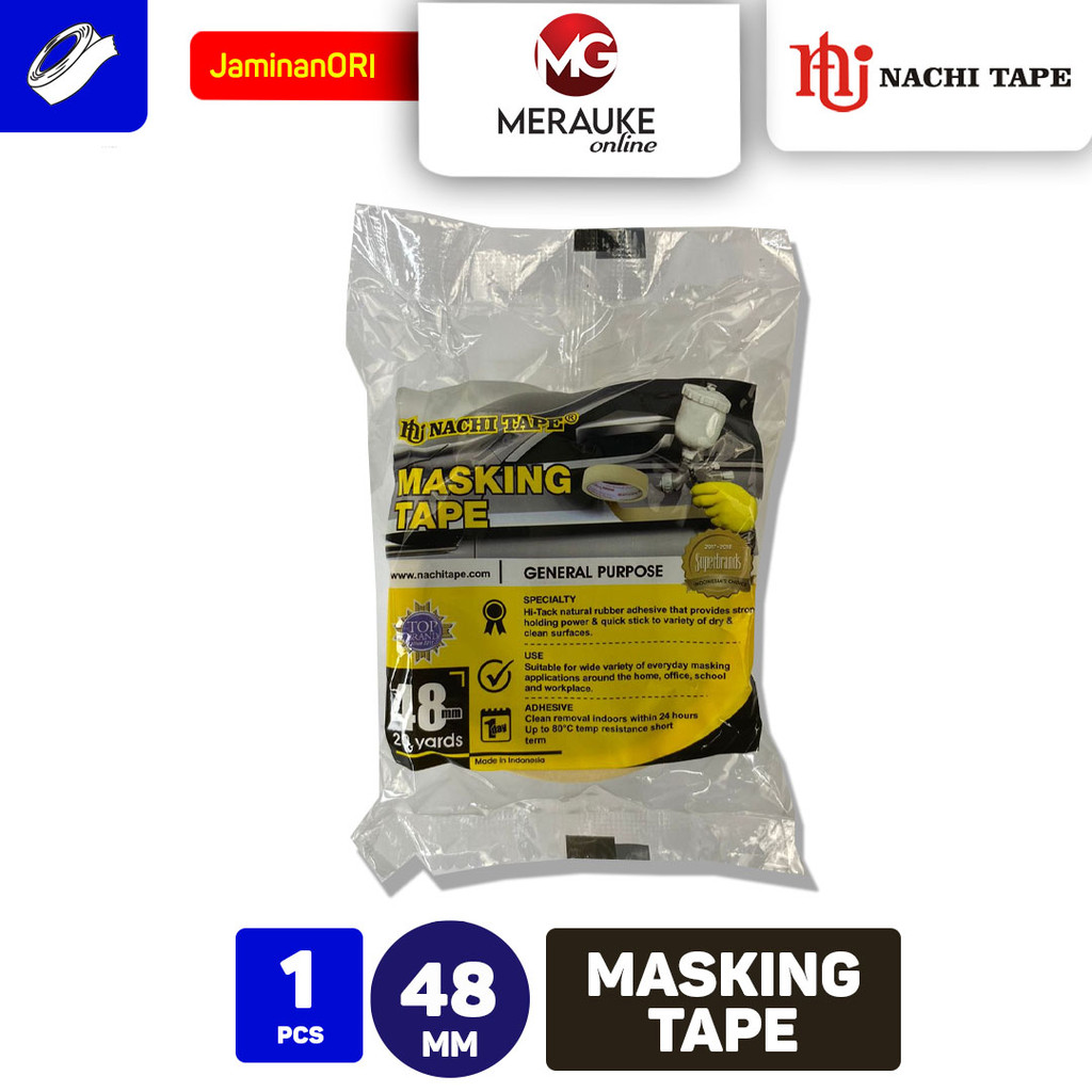 

NACHI Masking Tape / Lakban Kertas 48mm x 20 Yards Cream