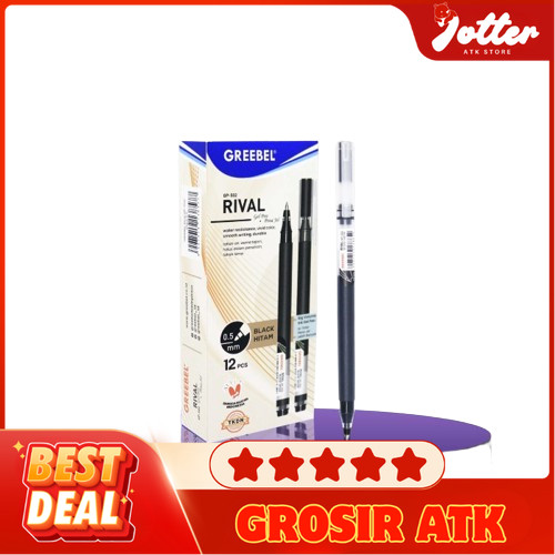 

(PACK) GREEBEL GEL PEN RIVAL 0.3 BLACK GP-502 | Jotter Grosir ATK