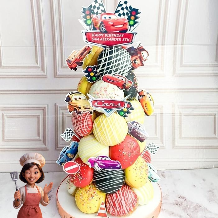 

Donat/Donat Ulang Tahun/Donat Birthday/Donat Tower tema Cars/Donat Birthday Catering Malang DMT