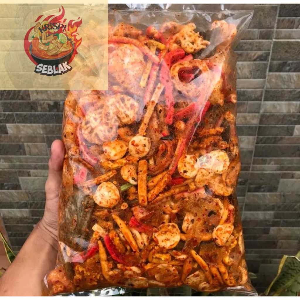 

Seblak krispi kerupuk seblak campur mix 10 varian 1kg pedas daun jeruk cikruh wangi
