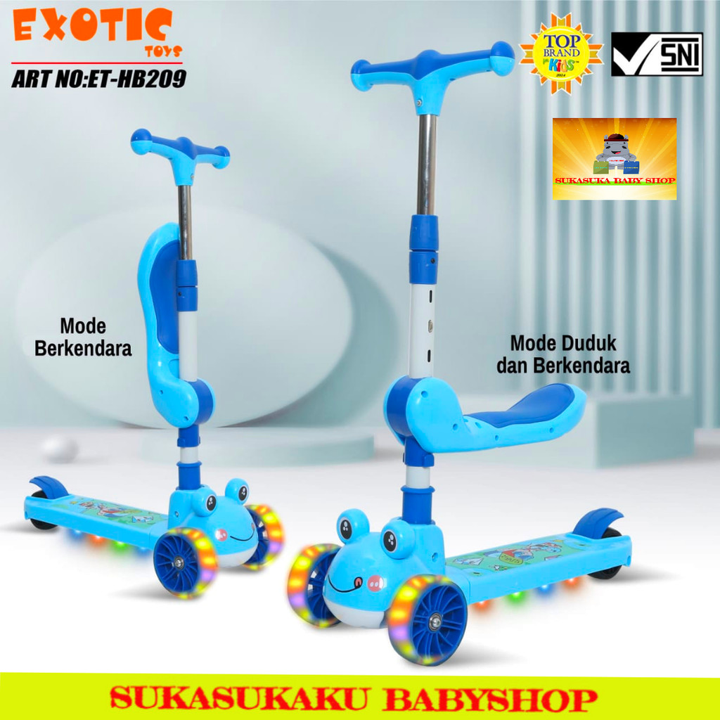 Scooter Mainan Anak EXOTIC ET HB 209 Bisa Duduk Berdiri Ada Musik Lampu Skuter Sekuter Scooter Lipat