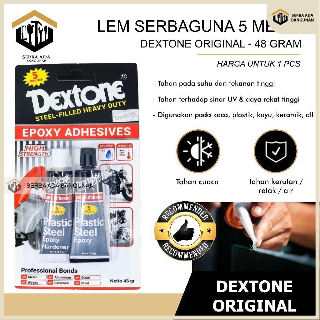 SAB Lem Dextone 5 Minute Asli original 100% Plastic Steel Epoxy / Lem Besi / Dextone Lem Besi Epoxy 