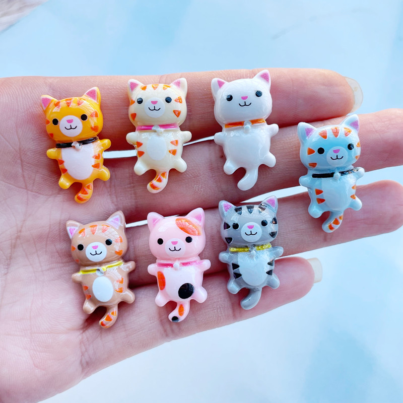 

14 Pcs New Cute Resin Mini Cartoon Animal Cat Flat Back Cabochon Scrapbook Kawaii DIY Embellishments Accessories A54
