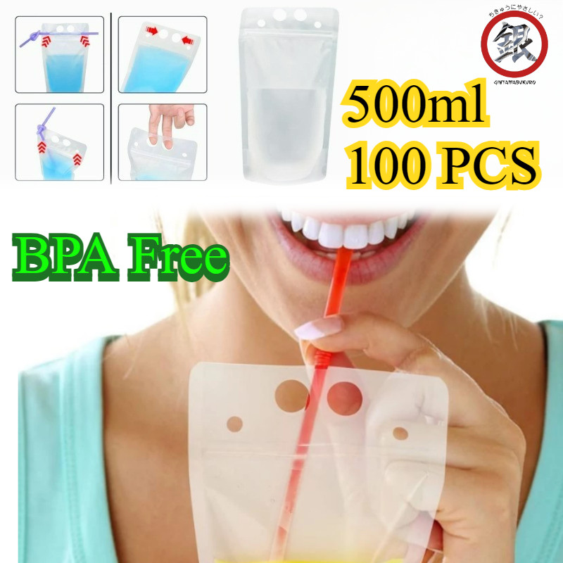 500 Ml 100pcs/Set Plastik Juice Premium / Kemasan Minuman /Plastik Pouch Minuman / Standing Pouch / 