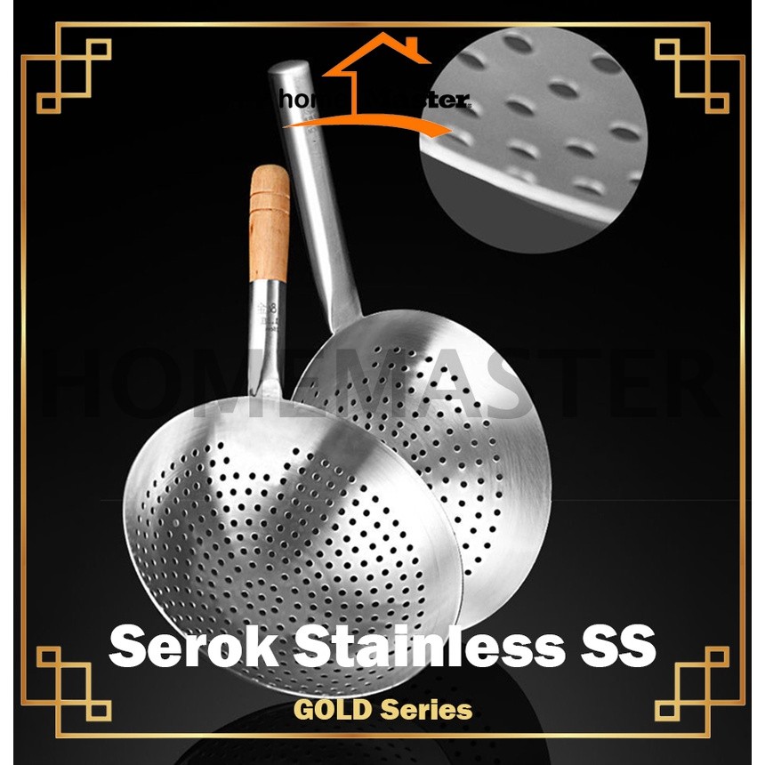 

HomeMaster Serok/Saringan/Tirisan/Strainer Gorengan/Masakan/Makanan Jumbo Stainless/Handle Kayu/Wooden SS