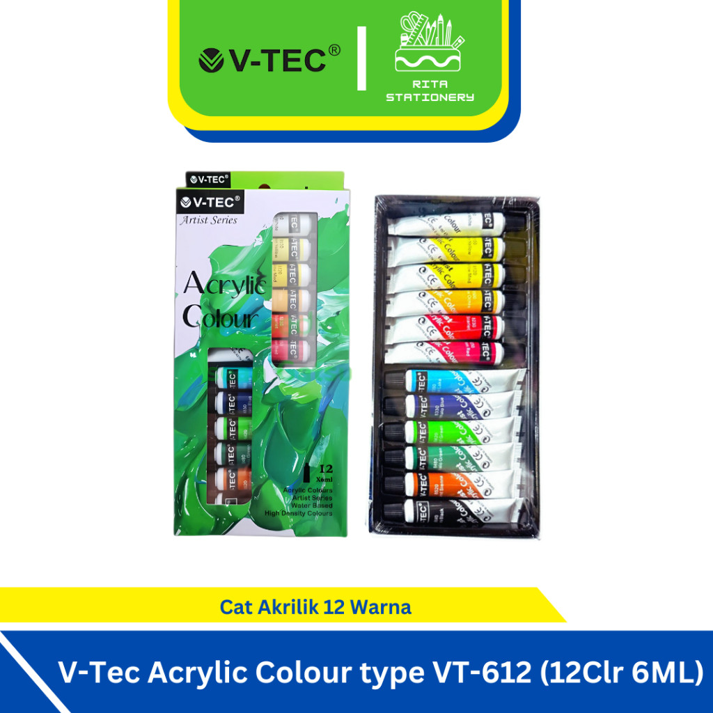 

Cat Akrilik V-Tec Tube 6ml 12 Warna / Cat Acrylic Colours Vtec - VT-612