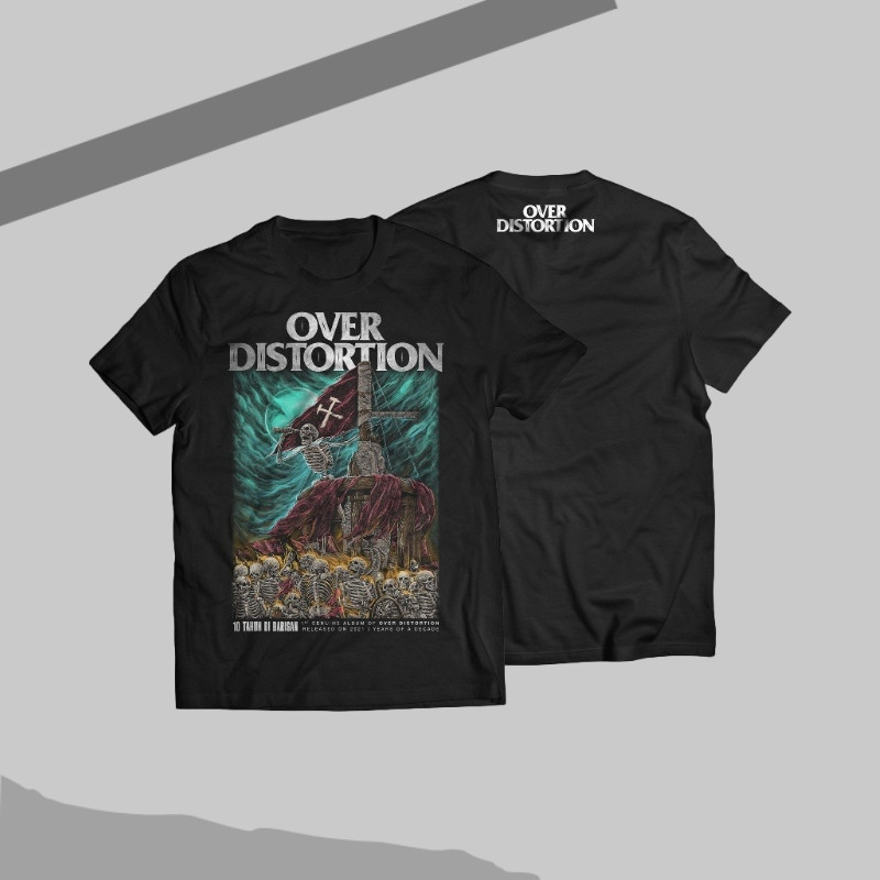【Barang Spot】READY STOCK // Over Distortion // 10 Tahun Di Barisan 2024 // Tshirt // Black