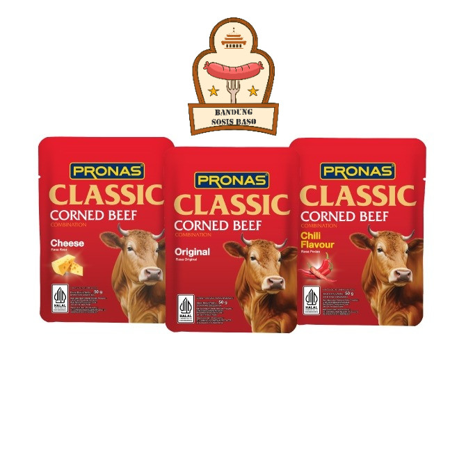 

Pronas Kornet Sapi Classic Sachet 50 gram Beef Corned Praktis Instan untuk Indomie Nasi