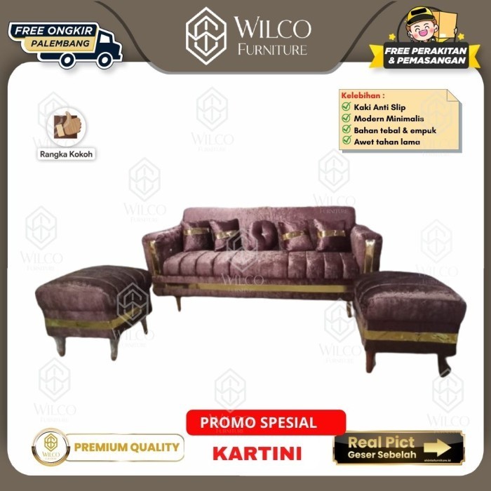 Sofa Liberty Minimalis / Sofa Ruang Tamu Kain Bludru / Kursi Tamu Palembang