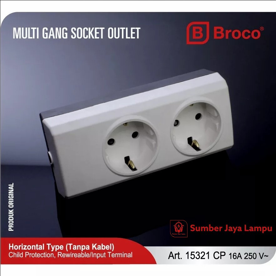 Broco Stop Kontak Terminal 2 Lubang 15321