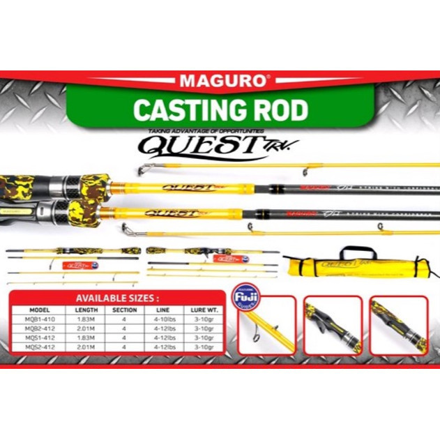 Joran Maguro Quest 180cm mtb1 4-10lb Joran BC sambung 4 Baitcasting