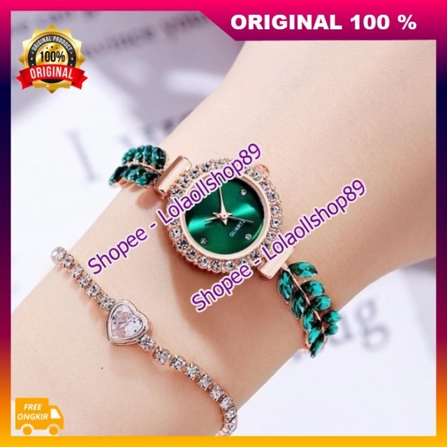Jam Diamond Import  Jam Tangan Wanita Fashion Daun Mata Strap Rantai 100% ASLI ORIGINAL