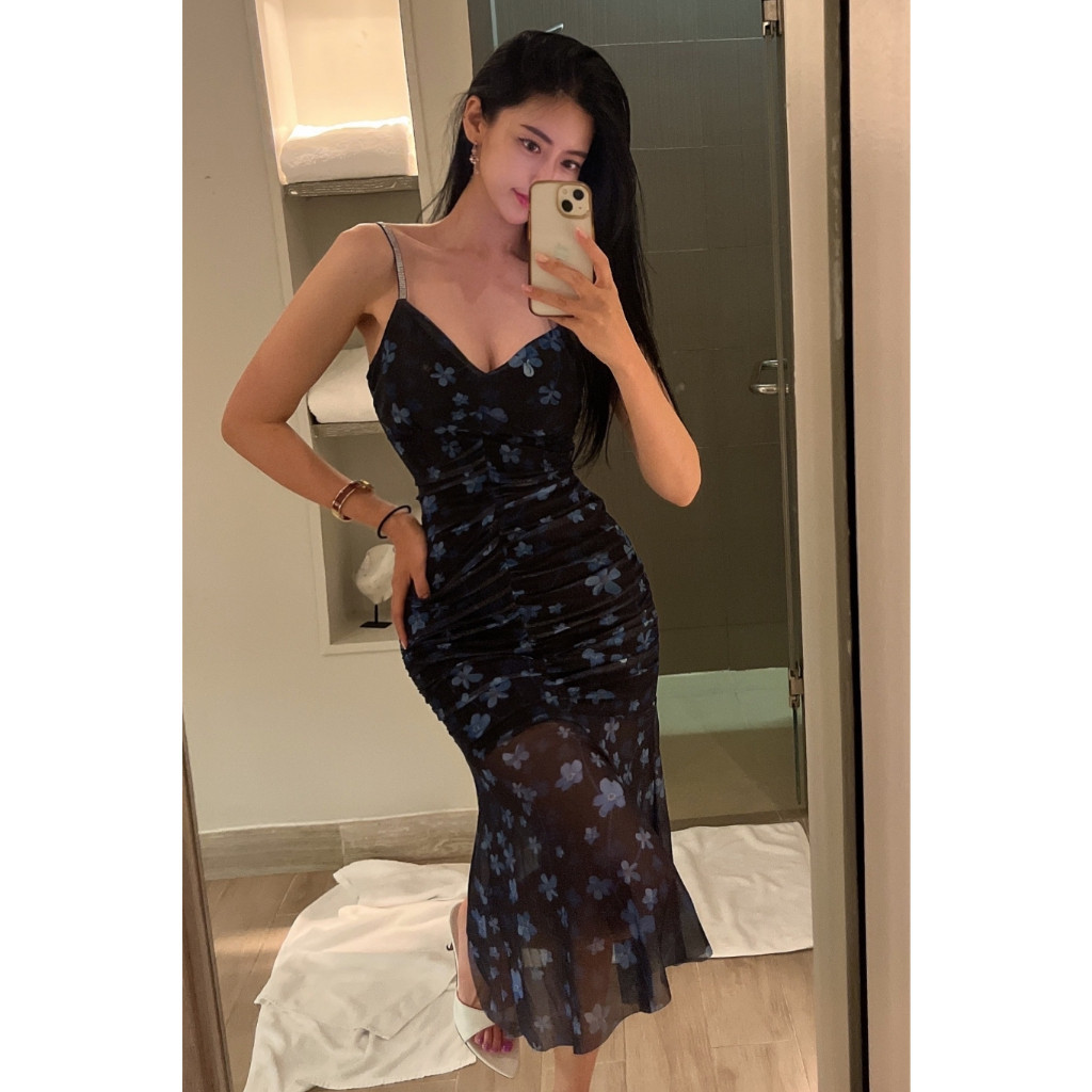 7849 baju gaun seksi duyung pesta wanita  brukat pesta mewah kekinian aesthetic pesta wanita korean 