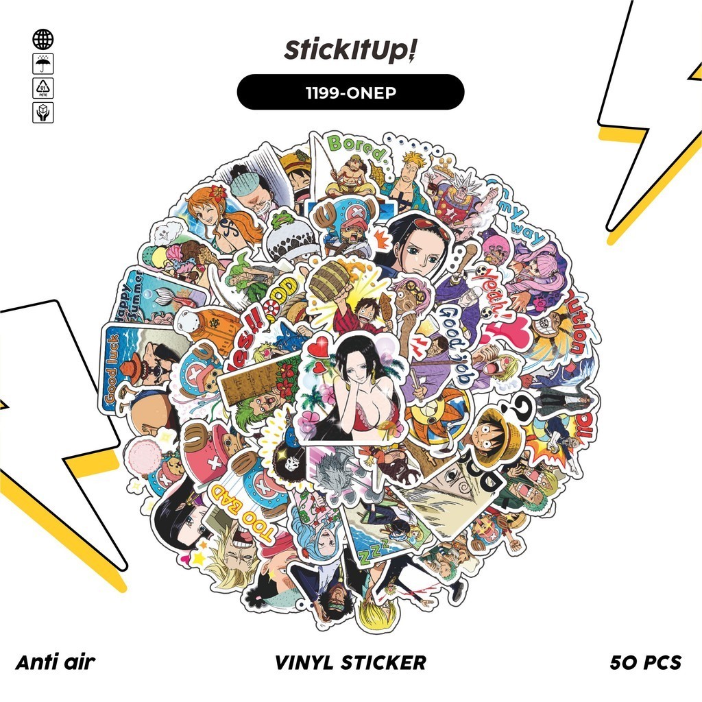 

COD✨ 100 Pcs Stiker One Piece V2 Lucu Aesthetic Vynil Waterproof untuk Freebies Sticker Buku Journal Casing HP Laptop