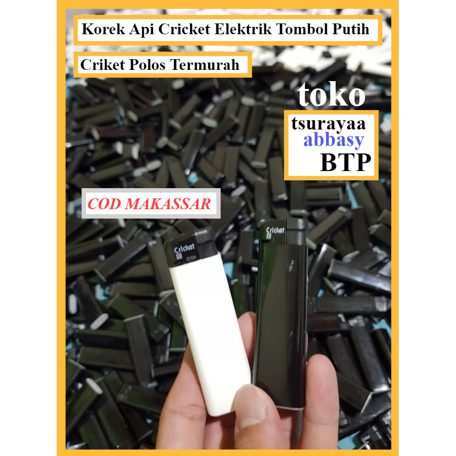 Korek Api Cricket Elektrik Tombol Putih - COD MKS - Korek Api Cricket Lighter - Cricket Polos ORIGIN