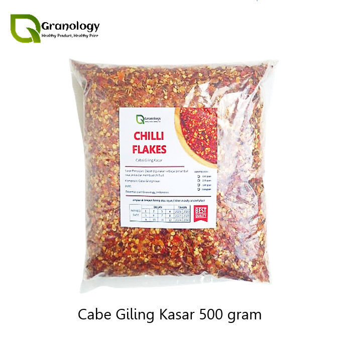 

[[ K23 - BEST SELLER ]] Cabe Giling Kasar / Chili Flakes (500 gram) by Granology