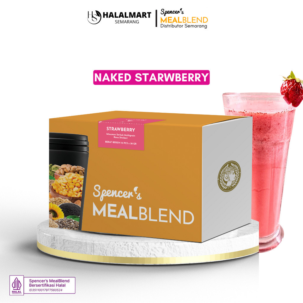 

MealBlend Spencers Naked Strawberry Box isi 15 Sachet Meal Replacement Multigrain - Pengganti Makanan