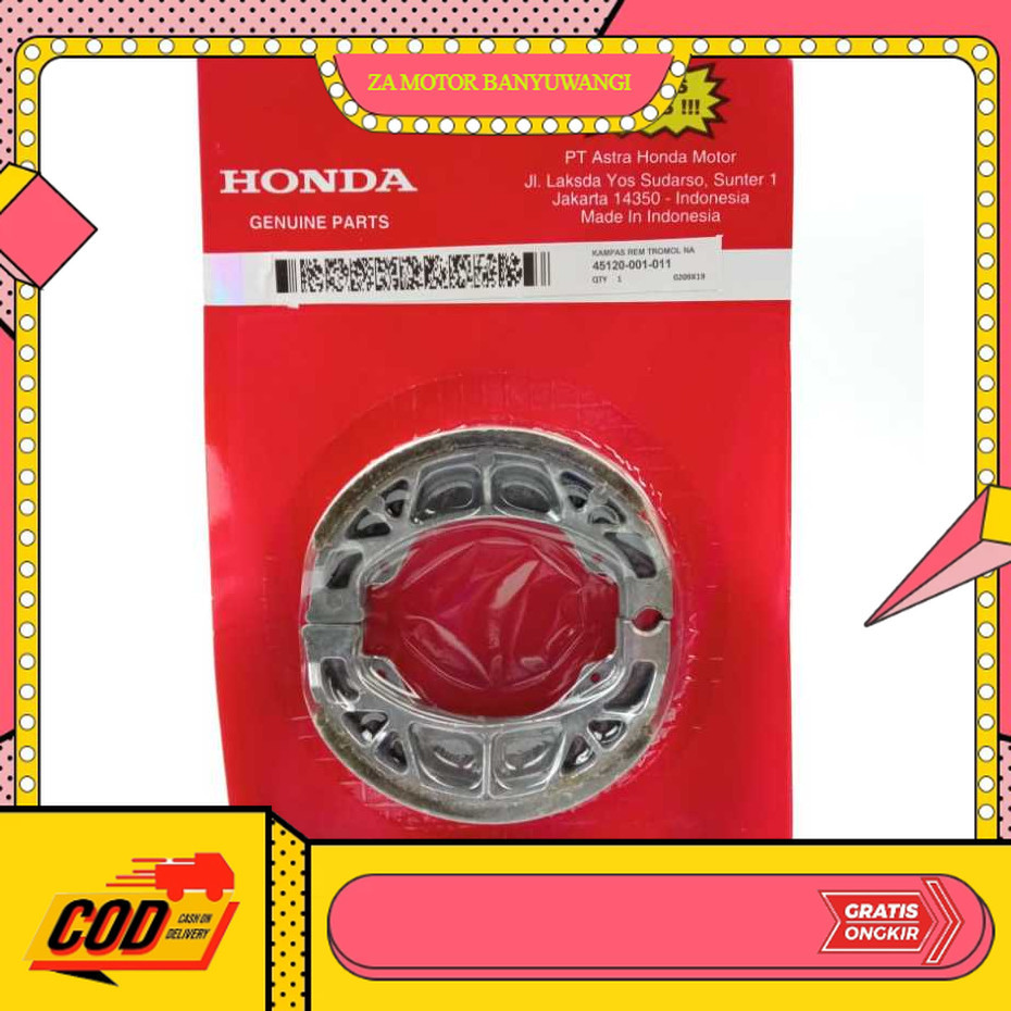 kampas rem supra x lama - kampas rem belakang supra - kampas rem grand belakang - 45120-001-011
