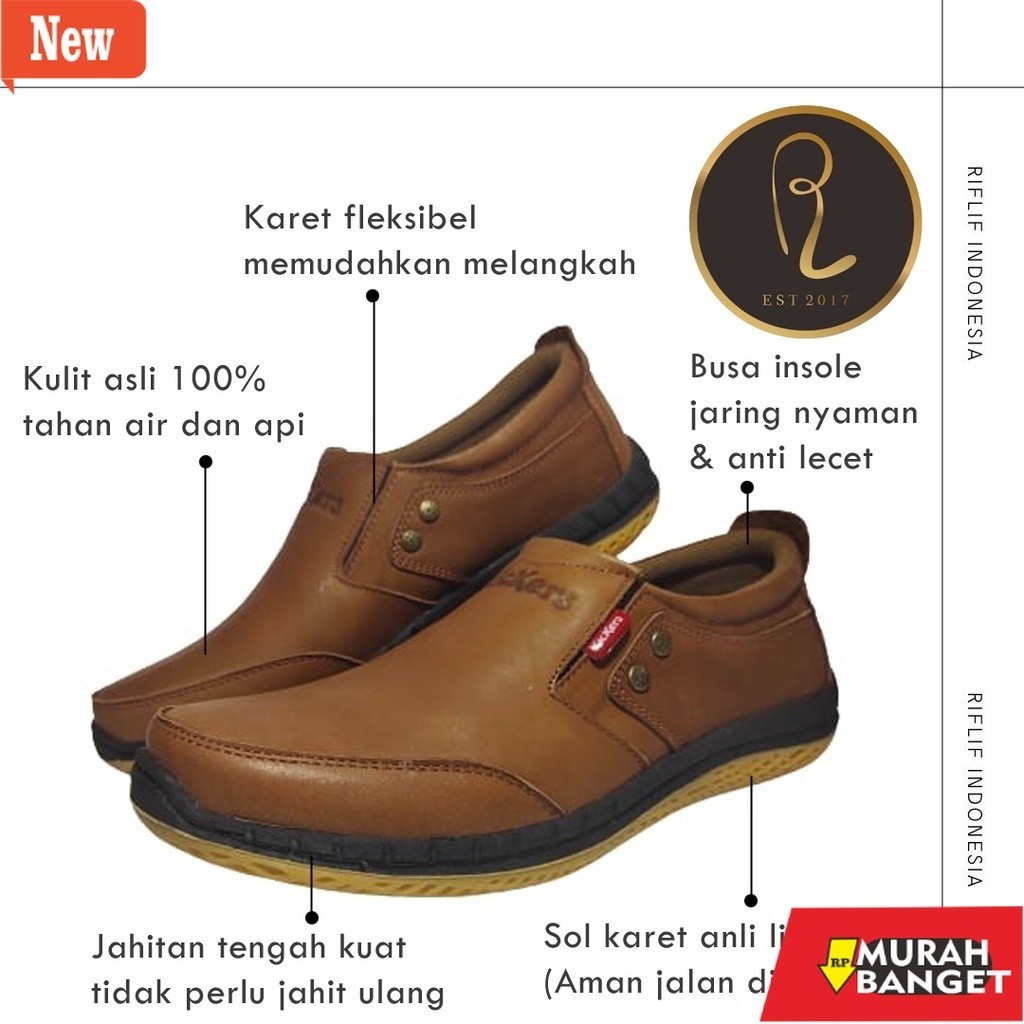 Sepatu kerja pria yg terbaru dan viral- Sepatu Kickers / Sepatu Casual Pria Bahan Kulit Asli 100% So