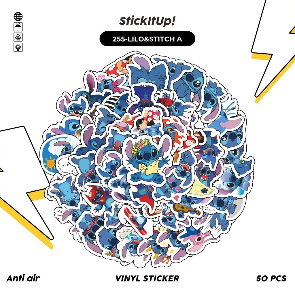 

50 Pcs Stiker Pack Motif Kartun Lilo & Stich The Series Anti Air Untuk Dekorasi Notebook Sepeda Skateboard Handphone DIY