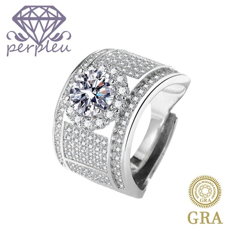 Sertifikat GRA Gratis Cincin Hadiah Pria Moissanite 2 Karat