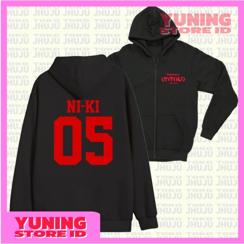 YSID Hoodie ZIPPER Enha Jay Engene Romance Untold MERAH Nama Nomor Member DB