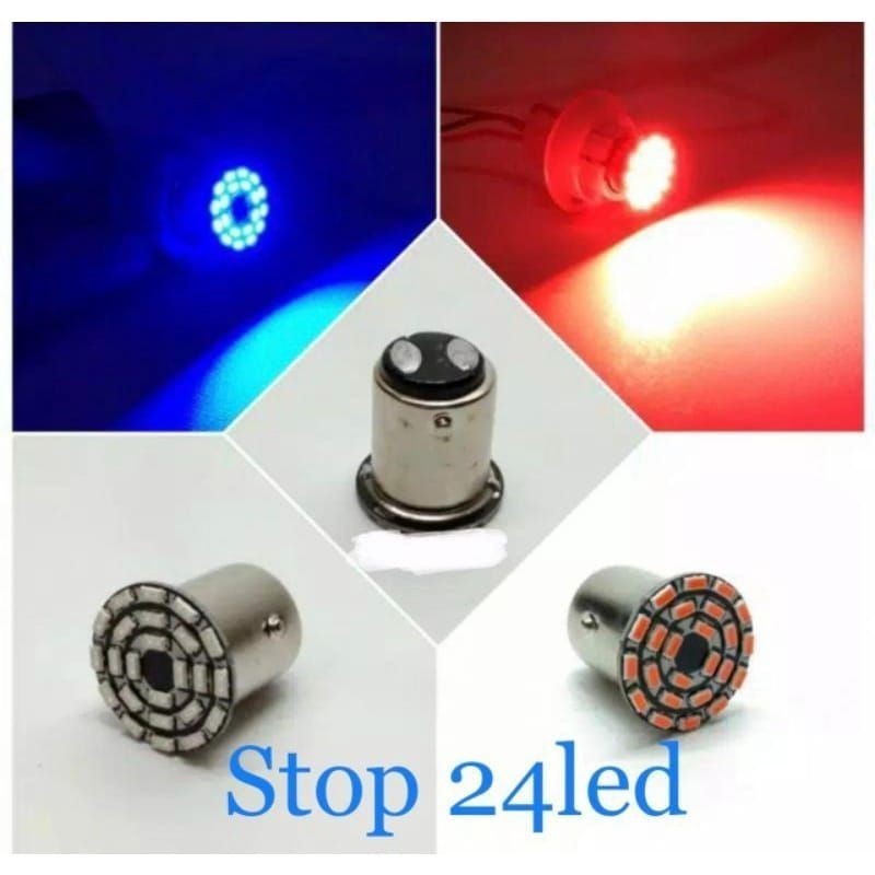[ DELSER MOTOR ] TERLARIS LAMPU STOP REM GEPENG BUNGA 24 LED BIRU MERAH PUTIH 12V DC FLASH KEDIP UNI