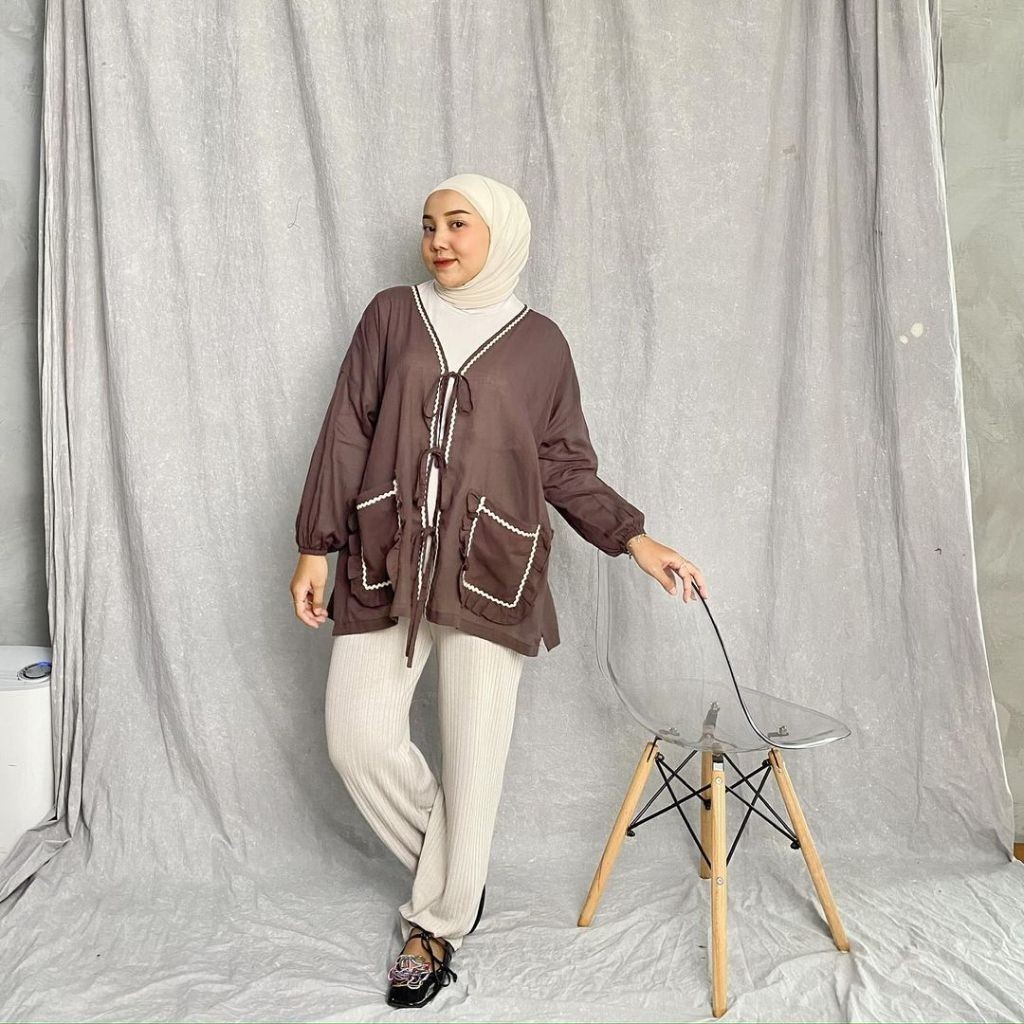 Vexios - ZRX DZAKIYAH CARDIGAN WANITA / NAMI OUTER RENDA TALI PITA / CARDIGAN WANITA SAKU JUMBO / CA