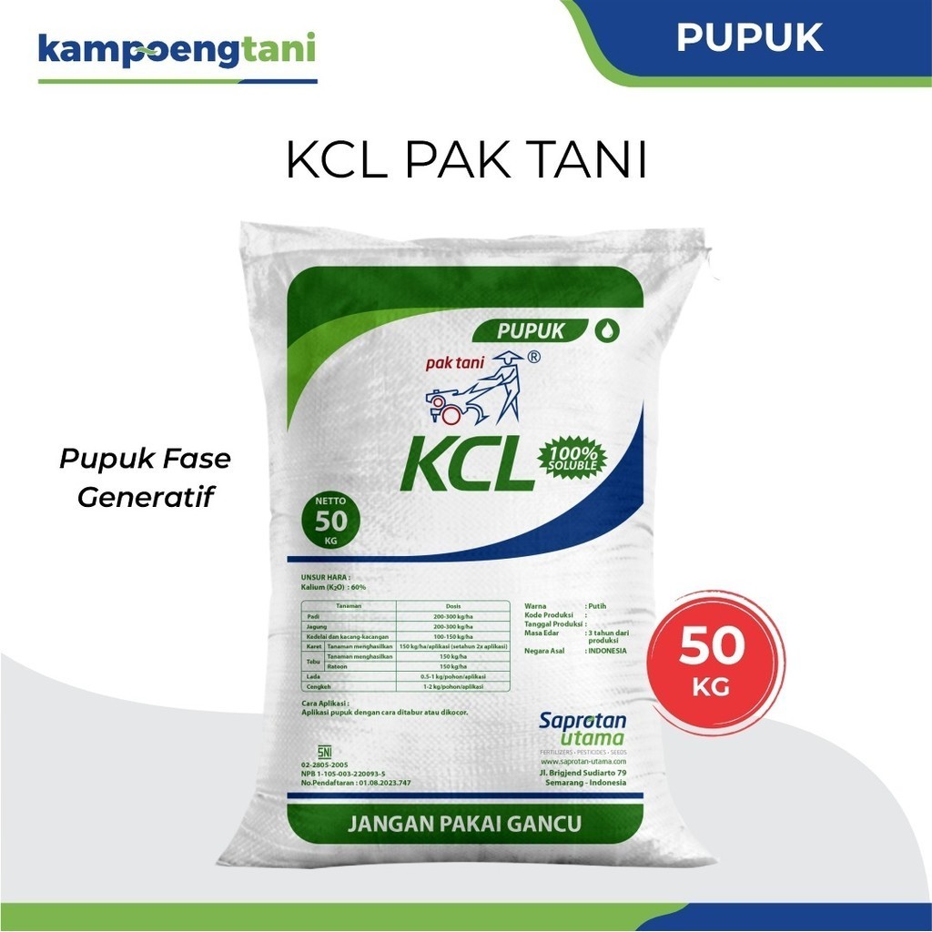 Kampoeng Tani - Pupuk KCL 50 kg Pak Tani Pupuk Kalium Untuk Fase Generatif Tanaman