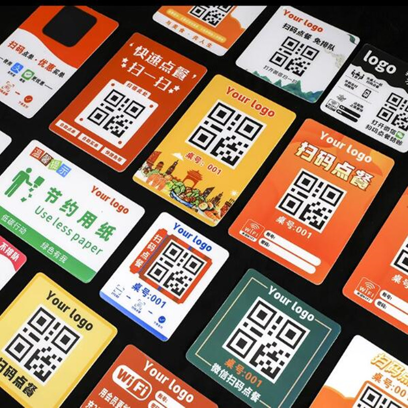 

PVC Adhesive Scan Table Logo Stickers, Custom QR Code, Waterproof and Oil Proof, Customized, Shiny, 3M