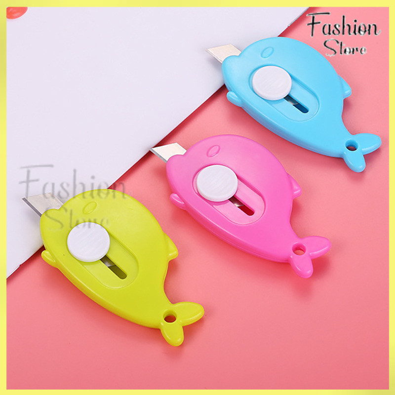 

FS1 paket 5 pcs Pisau Cutter Mini Model Dolphin Lucu - Pisau Mini Pembuka Unboxing Paket