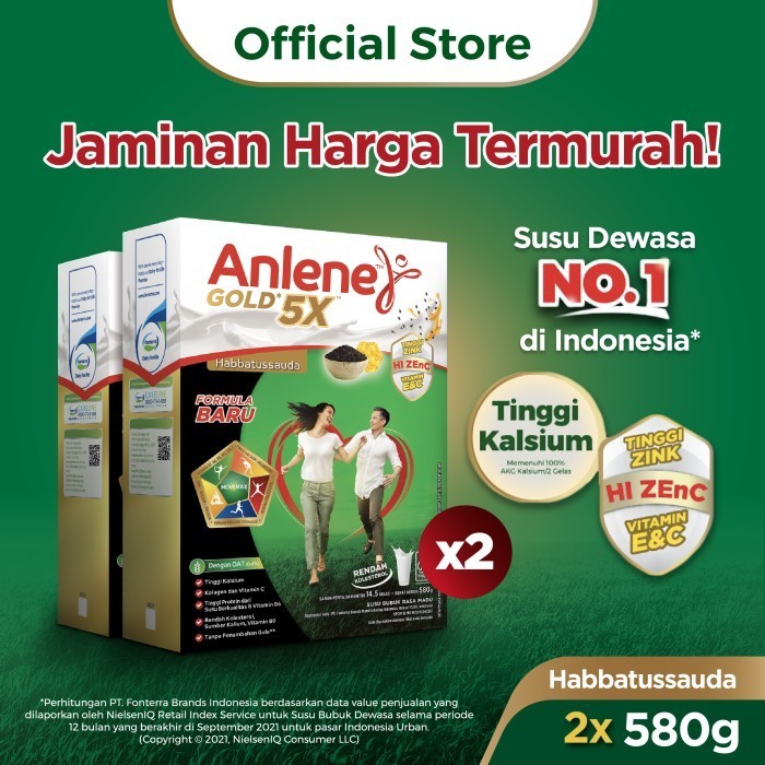 

TERJUAL Anlene Gold 5X Susu Bubuk Dewasa Habbatussauda 2 x 580g