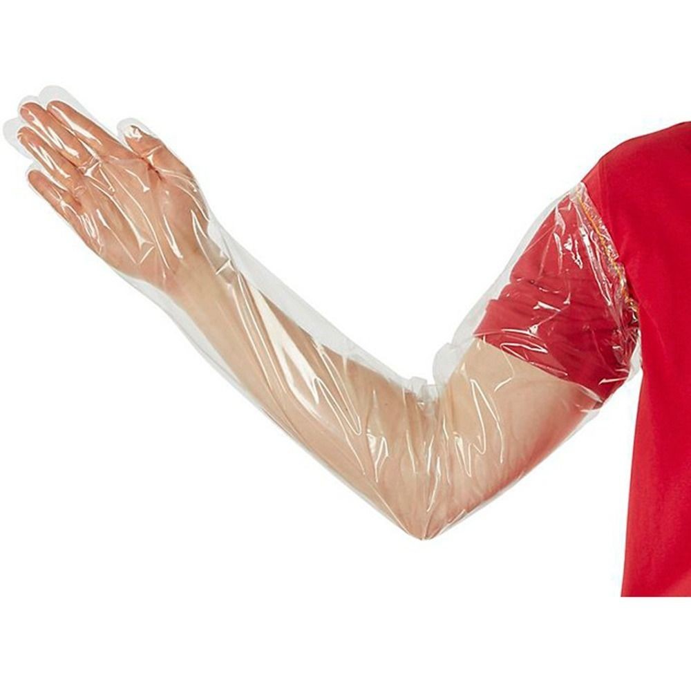 50Pcs Disposable Long Arm Film Farm Glove Veterinary Examination Vet Plastic Gloves For Rectal Exami