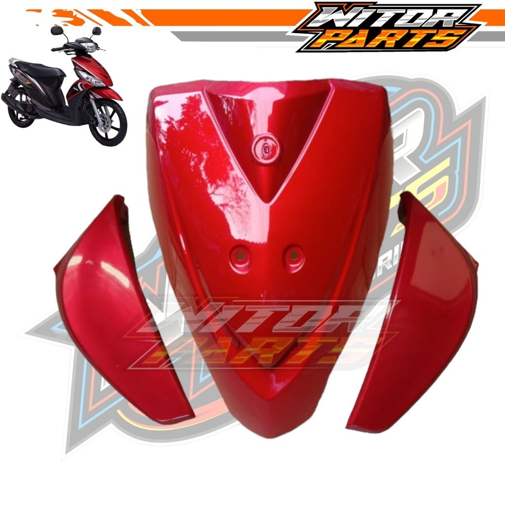 Cover Body Tameng Depan Plus Sayap Yamaha Mio J Merah / Tameng Dasi Panel Depan Plus Sayap Mio J Mer
