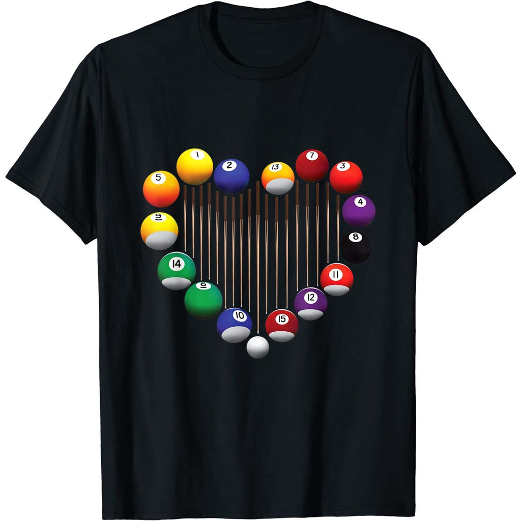 Baju Kaos Dewasa Billiard Pool Billiard Ball Billiard player lover heart Pakaian Atasan Fashion Pria