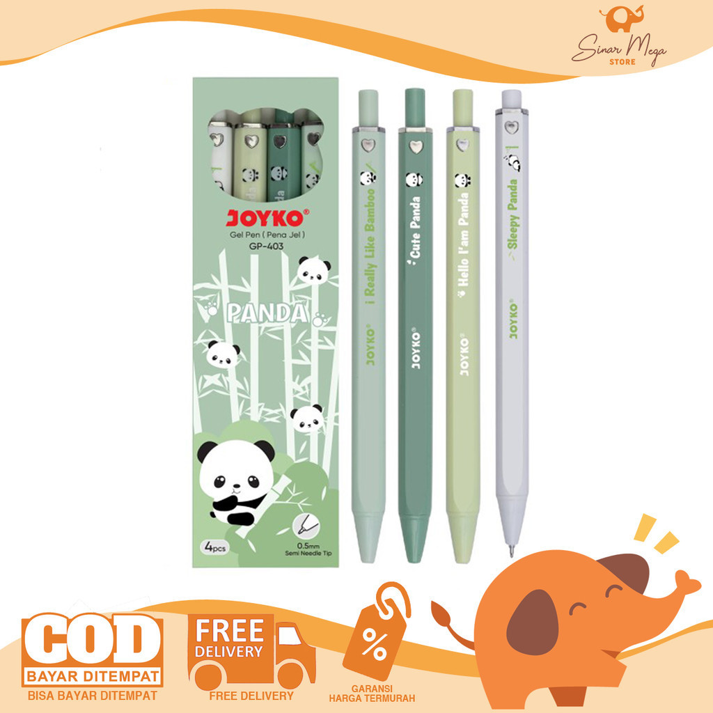 

Joyko Gel Retractable Pen GP-403 Cute Panda 0.5mm Tinta Hitam Pulpen Cetek