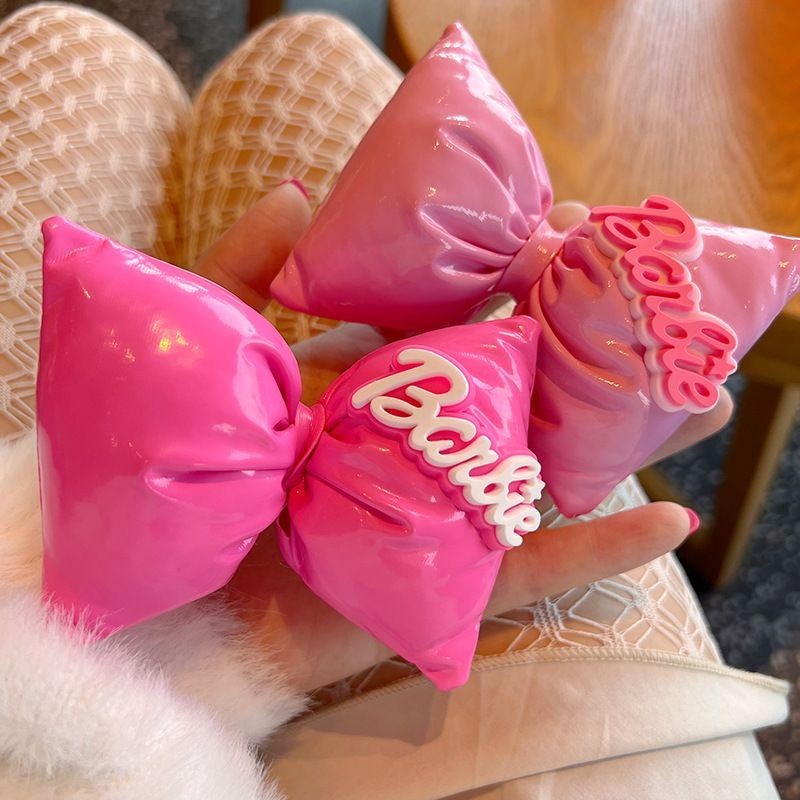 

Miniso Kawaii Barbie Pink 3D Filled Bow hairpin Cute Bb Clip Hair decorate girl Fashion sweet Hair accessories Children's gifts