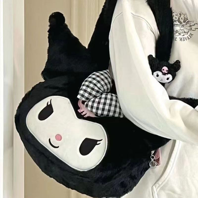 Lolita Kuromi Women's Bag Plush Doll Academic Style Handbag Cute Cartoon Girl JK Bag High-capacity S