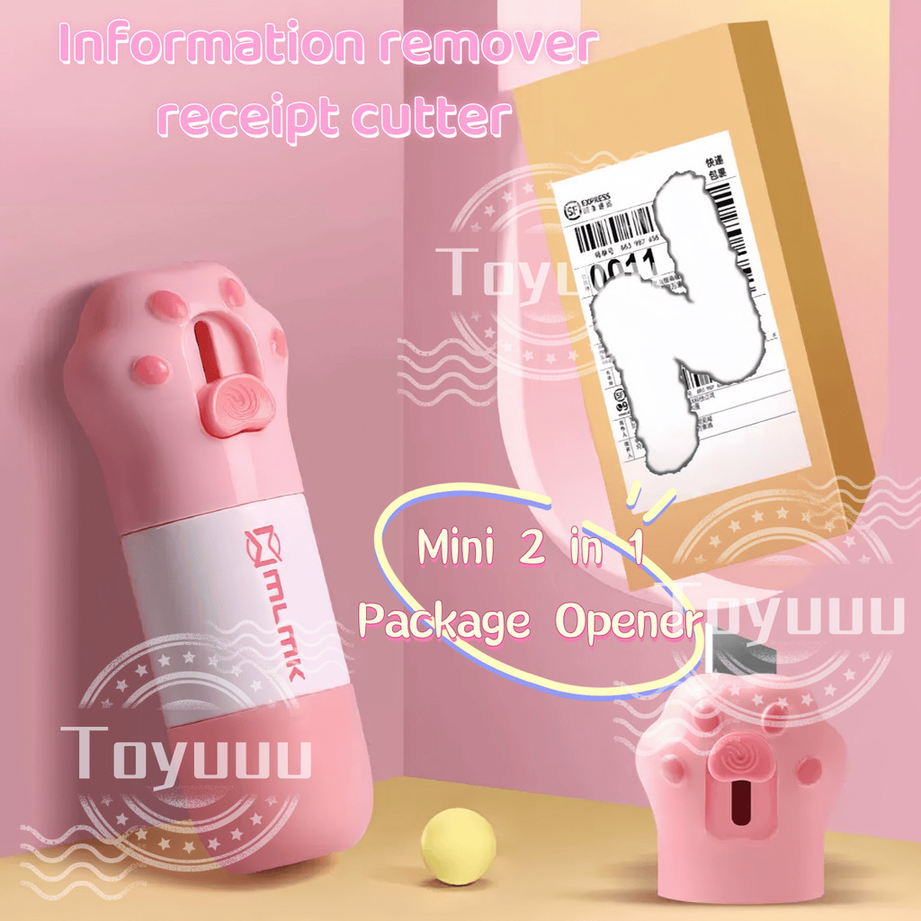 

Mini 2 In 1 Package Opener/Information Remover Receipt Cutter/Box Package Opener Roller Stamp Lucu /Pembuka Dan Penghapus Resi Paket /Penghapus Lucu