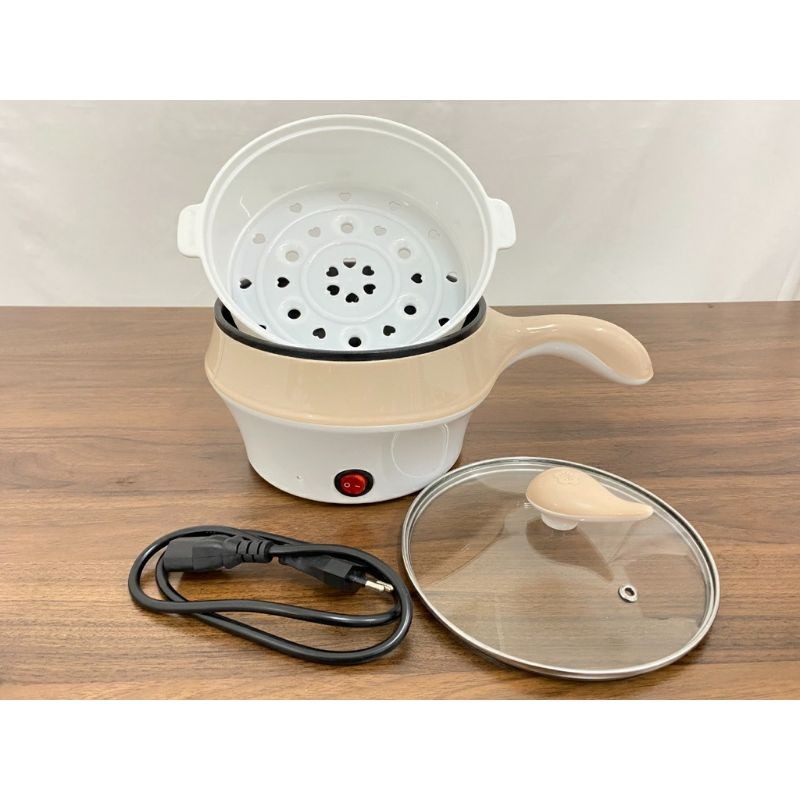 (TEFLON) PANCI LISTRIK SERBAGUNA + STEAMER KUKUS
