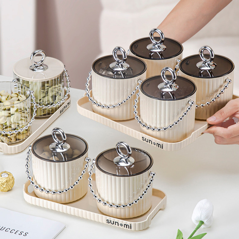 1Set Pengatur Kacang Toples Kue Kacang Permen Toples Set + Nampan Toples Imlek Lebaran