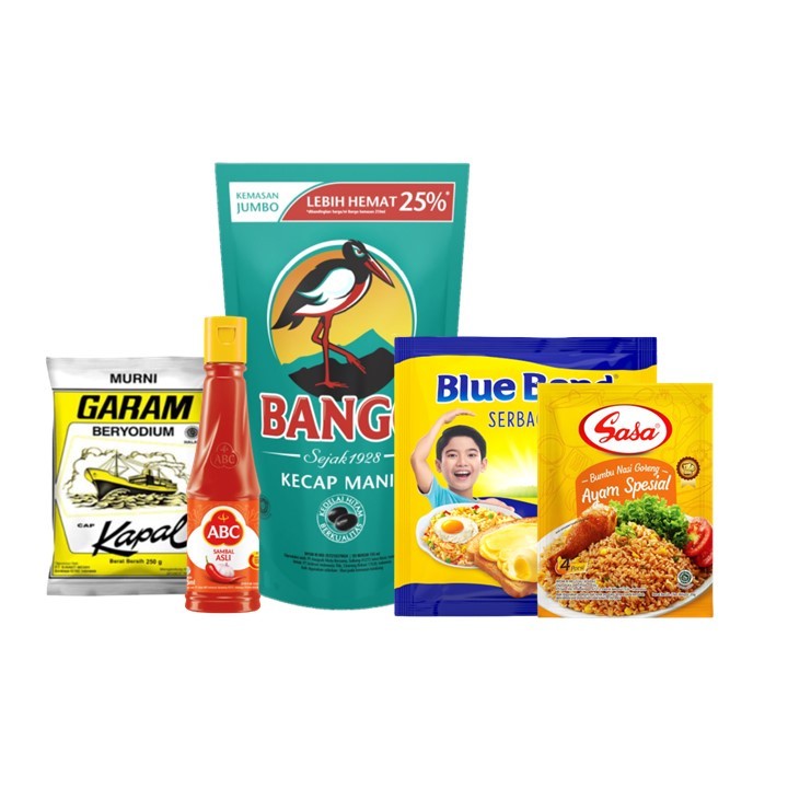 

[Bundle] Sembako Bango 735 mL + Blue Band 200 gr + ABC Sambal 135 ml + Cap Kapal Garam + Sasa