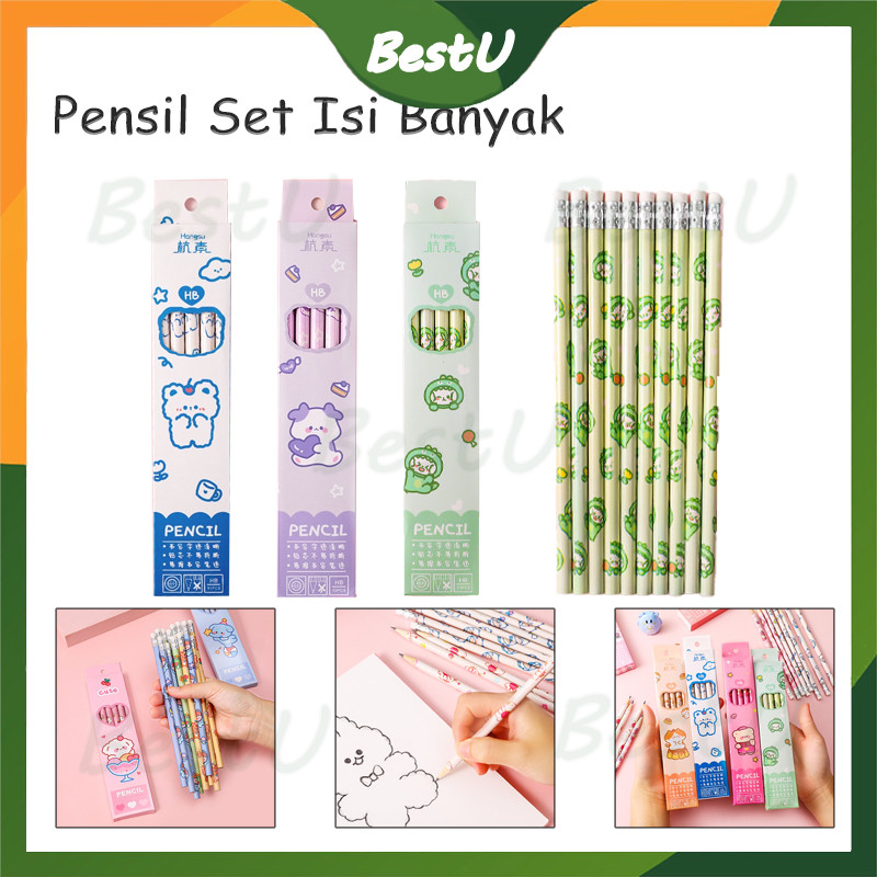 

Pensil Cute 1 Set Isi 6pcs Dengan Penghapus / Alat Tulis Sekolah Anak 6in1 Pensil Bergambar Karakter Unik Lucu Pencil Perlengkapan / Kids Pencil