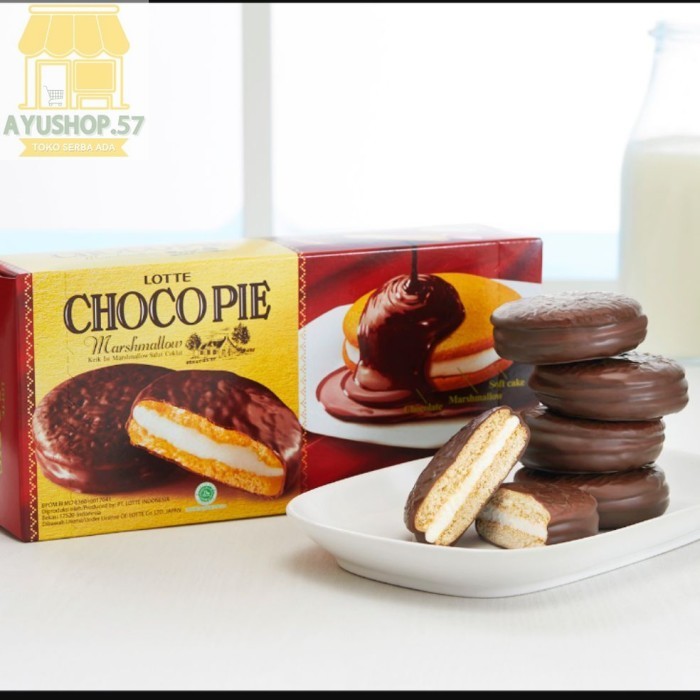 

LOTTE Choco Pie Cake Isi Marshmallow Salut Coklat [28g/ 12 pcs/ box] - AYUSHOP57