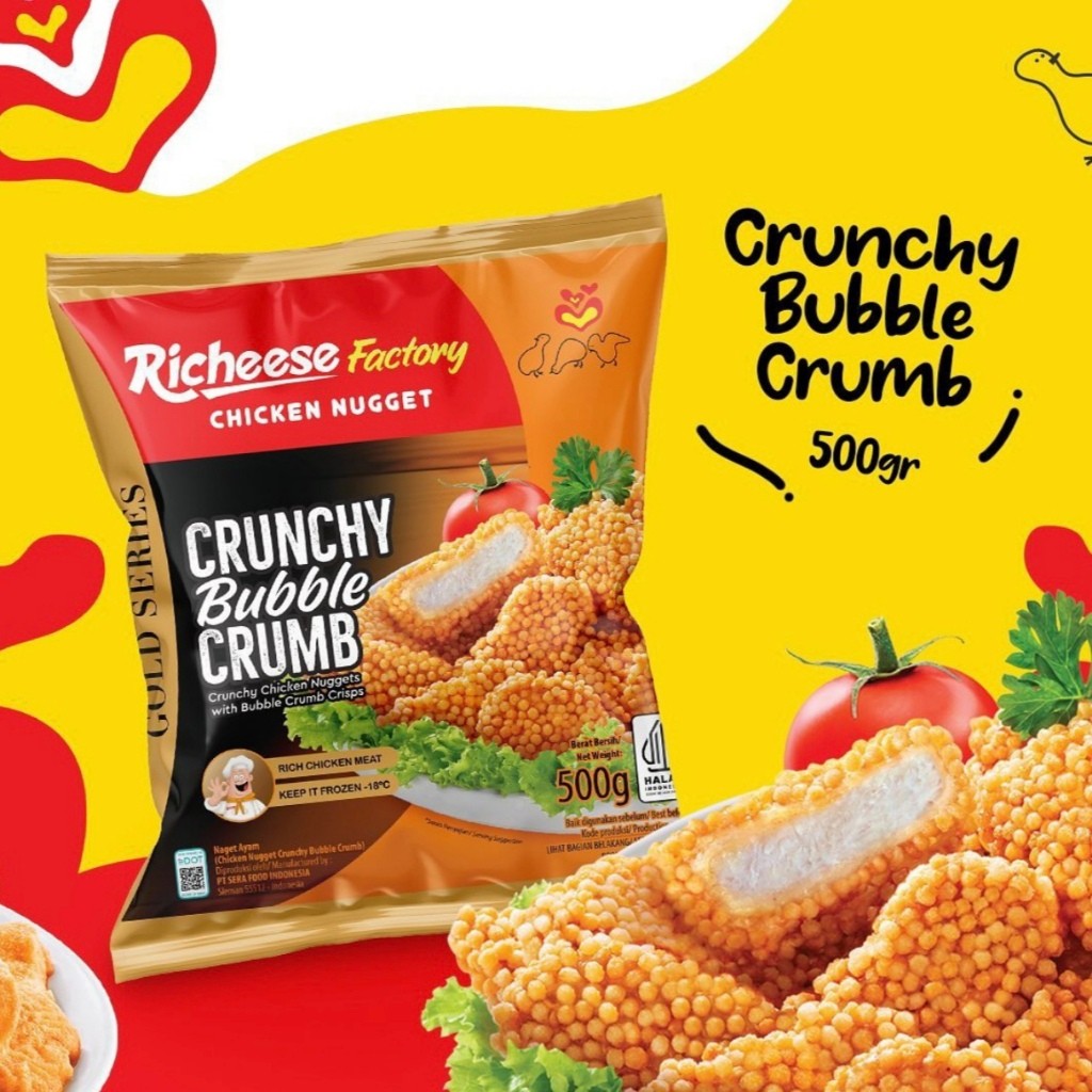 

Chicken Nugget Richeese Factory / Nugget Crunchy Bubble Crumb 500 Gr Premium Halal