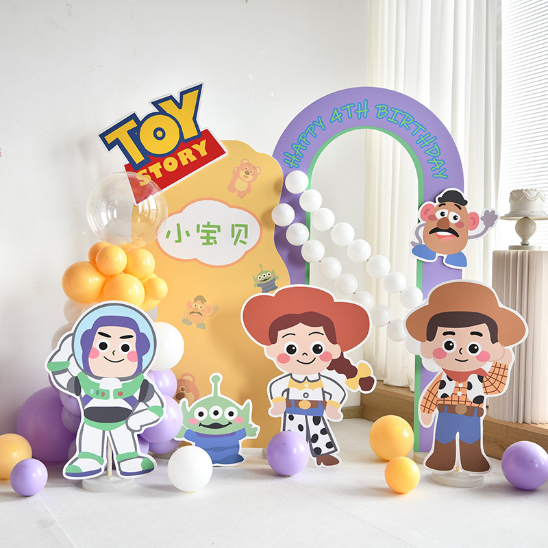 PAKET TOY STORY DEKORASI BACKDROP / DEKORASI ULANG TAHUN ANAK / STANDING KARAKTER ULANG TAHUN ANAK /