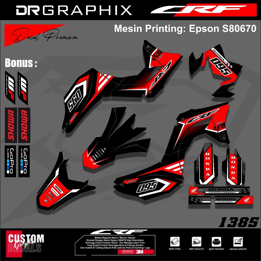 PREMIUM DECAL STIKER HONDA CRF 150L CRF 250 FULL BODY COSTUM DESAIN TERBARU kode CRF-26
