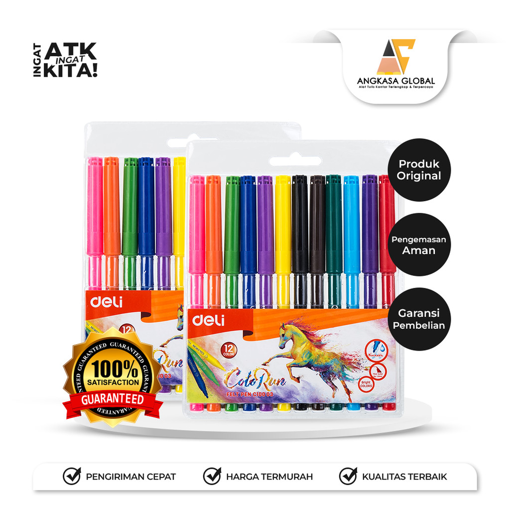 

DELI SPIDOL WARNA/ FELT PEN 12 EC10003 (1SET)