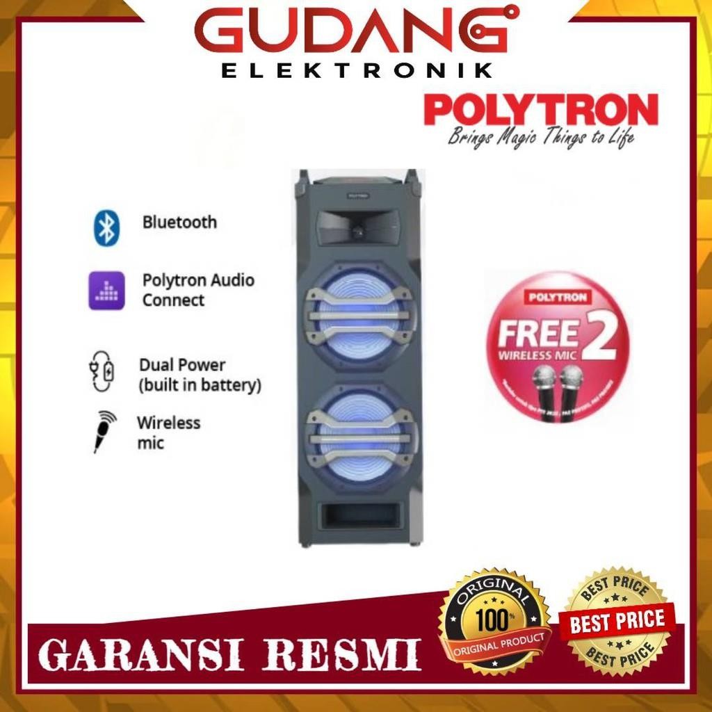 SPEAKER PORTABLE POLYTRON PTS 12KF25 BLUETOOTH 2 WIRELESS MIC POLYTRON PTS12KF25