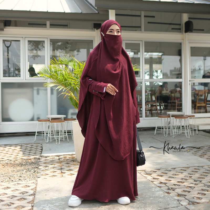 Khawla | Marwah Set Gamis French Khimar Termurah Ada Jumbo